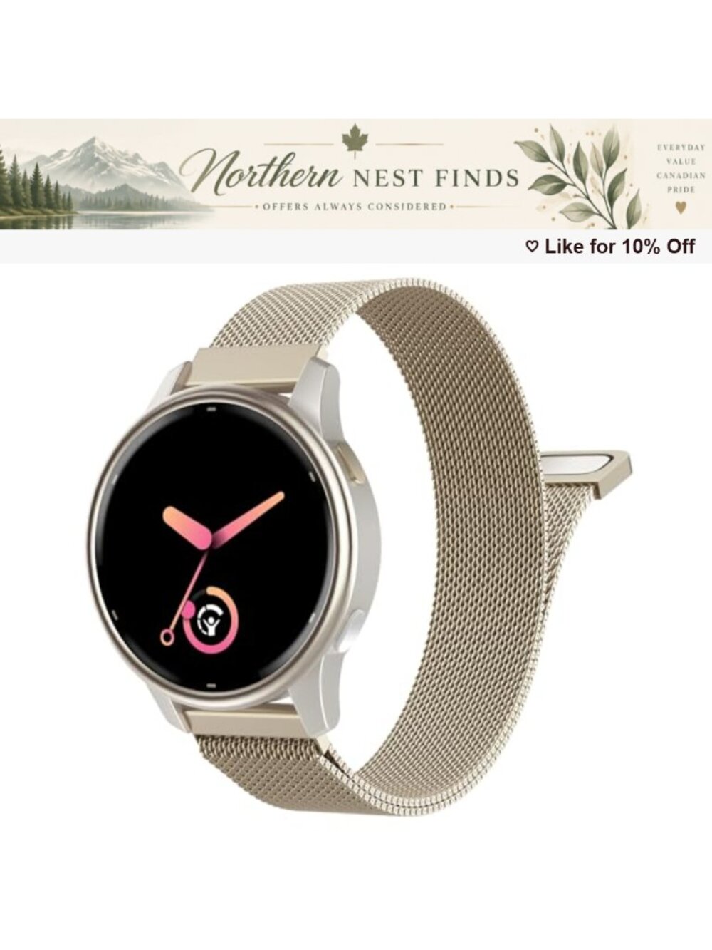 20mm Stainless Steel Mesh Watch Band Magnetic Closure